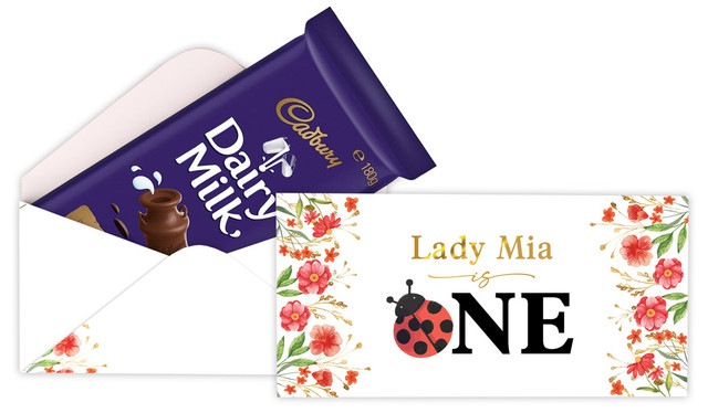 Lady Bug Personalised 1st Birthday Cadbury Bar Box (Box Only)
