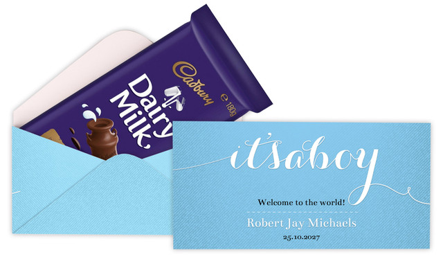 Flowing It's A Boy Birth Announcement Cadbury Bar Box (Box Only)