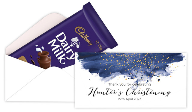 Watercolour Confetti Personalised Christening Cadbury Bar Box (Box Only)