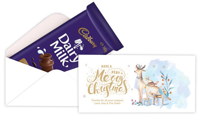 Deer Watercolour Custom Christmas Cadbury Bar Box