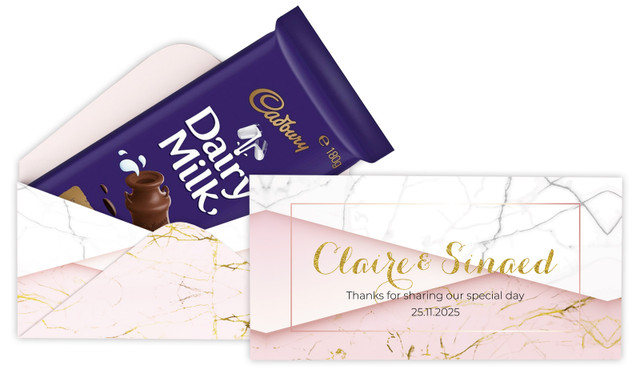 Pink And Marble Personalised Cadbury Bar Box (Box Only)