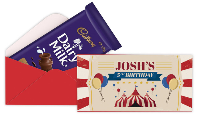 Retro Circus Birthday Party Personalised Cadbury Bar Box (Box Only)