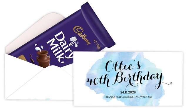 A Splash Of Water Colour Blue Personalised Cadbury Bar Box (Box Only)
