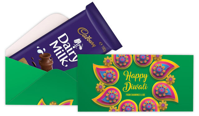 Green Leaves Diwali Personalised Cadbury Bar Box (Box Only)