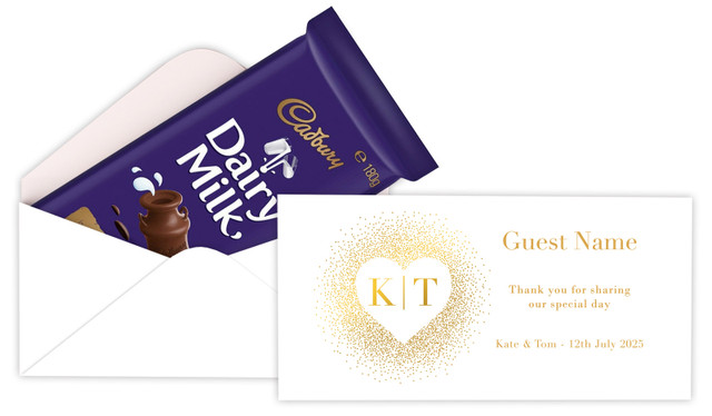 Heart Gold Confetti Personalised Cadbury Bar Box (Box Only)