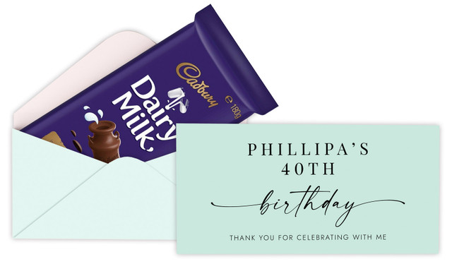 Flowing Mint Custom Birthday Cadbury Bar Box (Box Only)