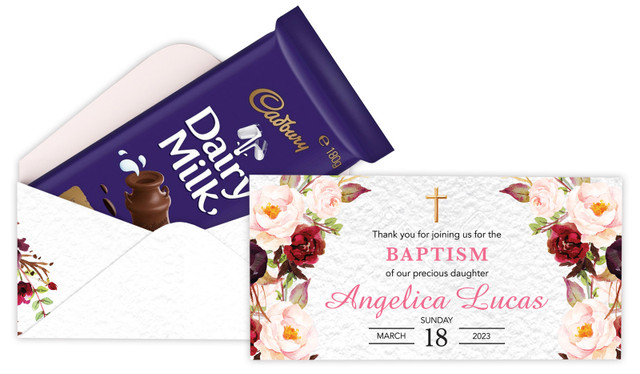 Pink Masala Personalised Christening Cadbury Bar Box