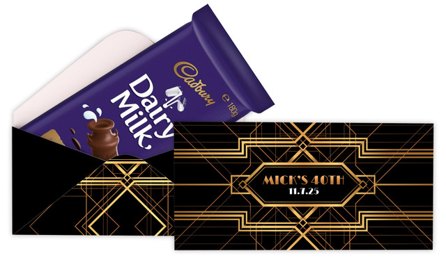 Art Deco Gold Birthday Party Personalised Cadbury Bar Box (Box Only)