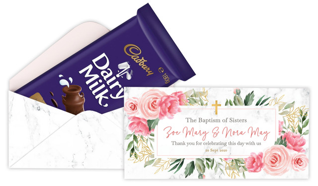 Magnificent Floral Personalised Christening Cadbury Bar Box (Box Only)