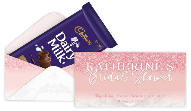 Rose Glitter Personalised Bridal Shower Cadbury Bar Box (Box Only)