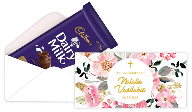 Pink Garden Confirmation Personalised Cadbury Bar Box (Box Only)