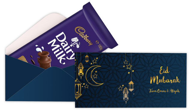 Gold On Navy Personalised Cadbury Bar Box