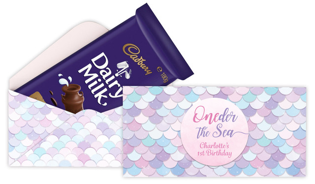 Mermaid 1st Birthday Personalised Cadbury Bar Box (Box Only)