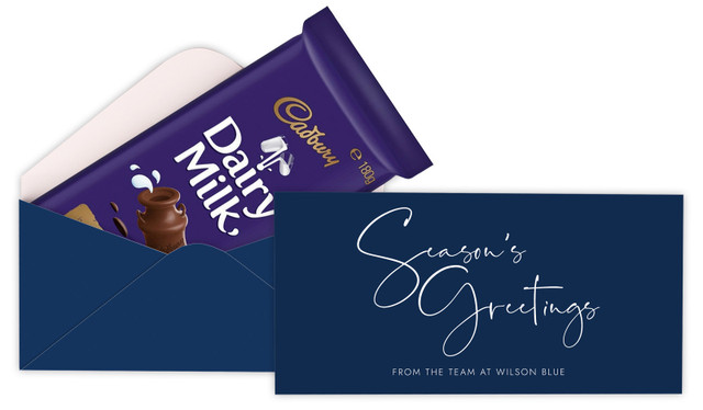 Navy Blue Christmas Custom Cadbury Bar Box (Box Only)