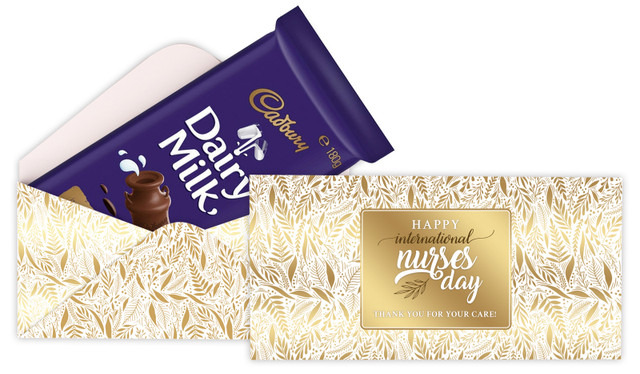 Seamless Gold Leaves Nurses Day Personalised Cadbury Bar Box