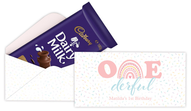 Oneder Rainbow Personalised 1st Birthday Cadbury Bar Box (Box Only)