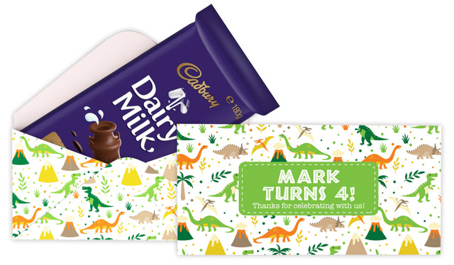 Dinosaur Background Personalised Cadbury Bar Box (Box Only)