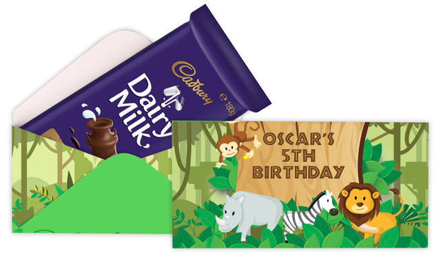Jungle Animals Birthday Personalised Cadbury Bar Box