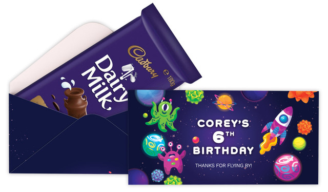 Outerspace Birthday Party Personalised Cadbury Bar Box (Box Only)