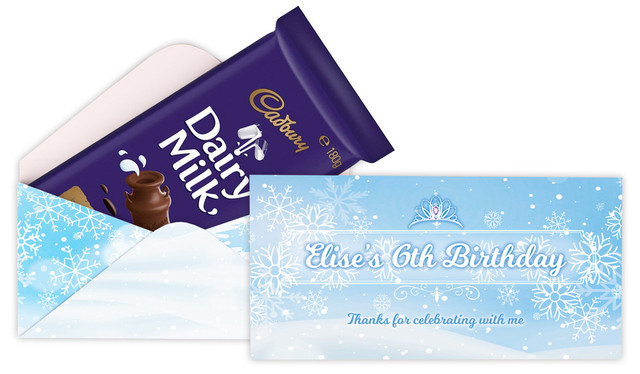 Ice Princess Birthday Party Personalised Cadbury Bar Box (Box Only)