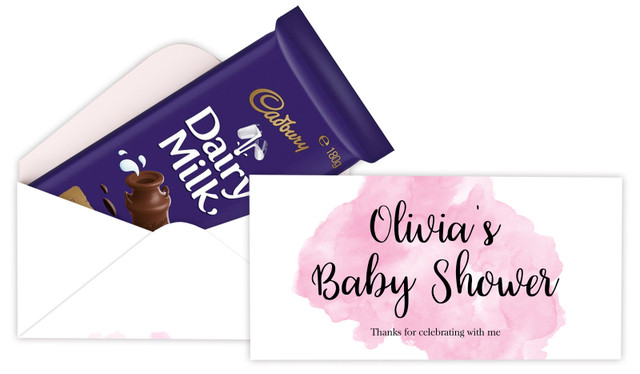 A Splash Of Watercolour Pink Baby Shower Personalised Cadbury Bar Box (Box Only)