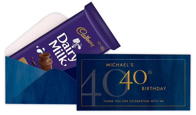 Navy Gouache Custom Birthday Cadbury Bar Box