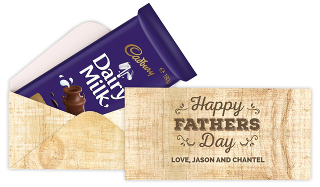 Timber Message Father's Day Personalised Cadbury Bar Box