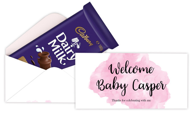 A Splash Of Watercolour Pink Birth Announcement Cadbury Bar Box (Box Only)