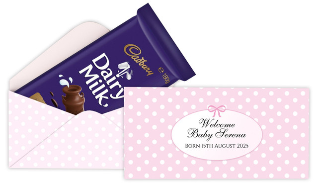 Polkadots In Pink Birth Announcement Cadbury Bar Box (Box Only)