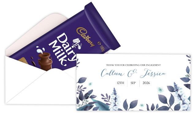 Floral Blue Engagement Personalised Cadbury Bar Box (Box Only)