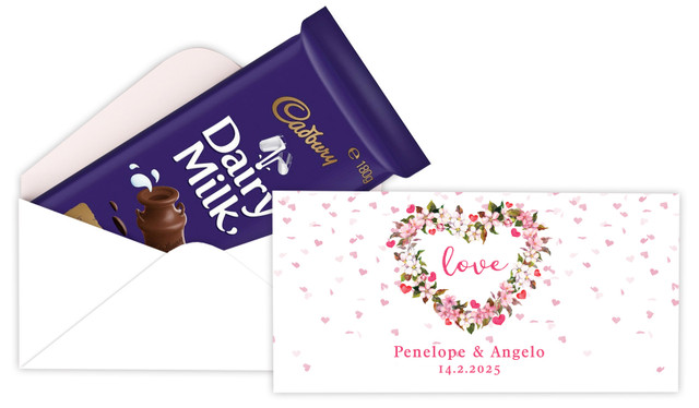 Heart Shaped Floral Personalised Cadbury Bar Box (Box Only)