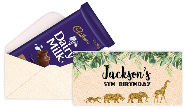 Jungle Gold Birthday Custom Cadbury Bar Box (Box Only)