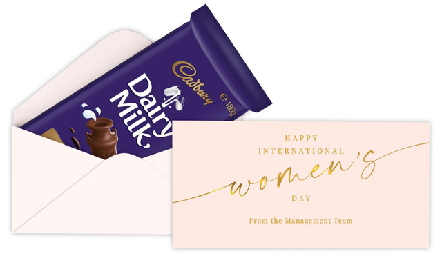 Gold On Blush Personalised Cadbury Bar Box (Box Only)