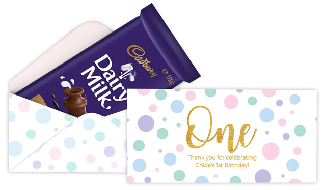Pastel Dots Personalised Cadbury Bar Box (Box Only)