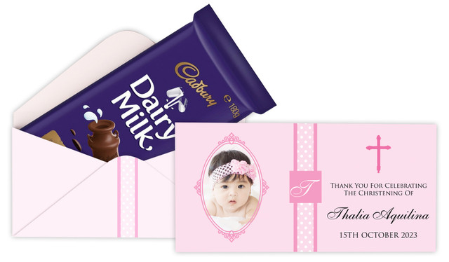 Initial In Pink Personalised Christening Cadbury Bar Box (Box Only)