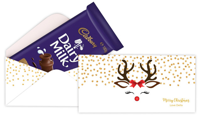 Reindeer Face Custom Christmas Cadbury Bar Box (Box Only)
