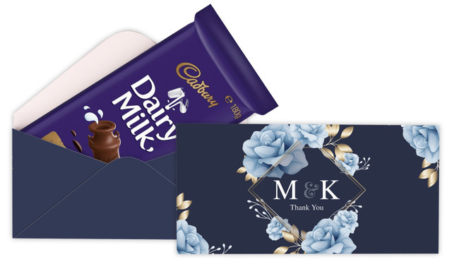 Flowers On Navy Engagement Personalised Cadbury Bar Box