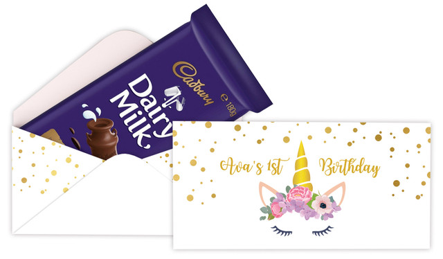 A Pretty Unicorn Birthday Personalised Cadbury Bar Box (Box Only)