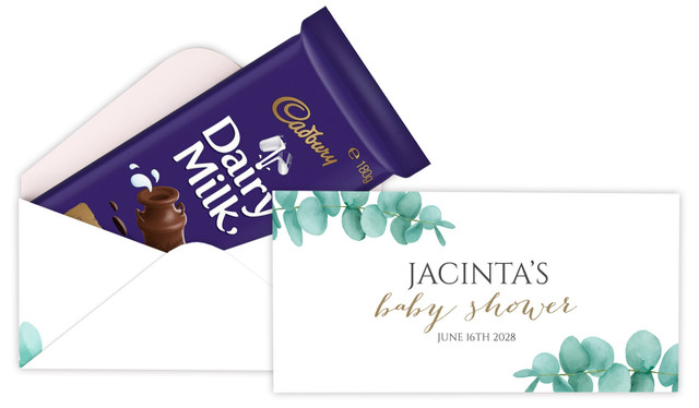 Eucalyptus Baby Shower Cadbury Bar Box
