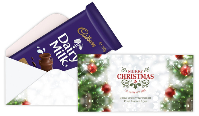 Bokeh Tree Custom Christmas Cadbury Bar Box