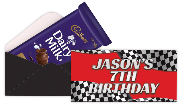 Racing Car Birthday Party Personalised Cadbury Bar Box (Box Only)