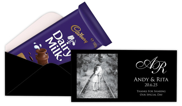 Add A Photo Black Wedding Personalised Cadbury Bar Box (Box Only)