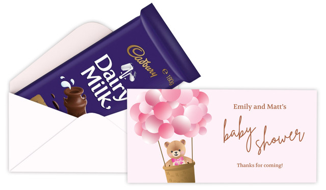Teddy Bear Pink Baby Shower Personalised Cadbury Bar Box (Box Only)