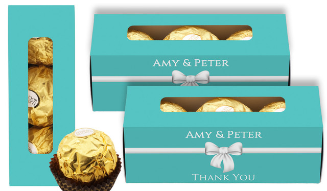 Turquoise Blue Bow Engagement Personalised Ferrero Rocher Gift Box