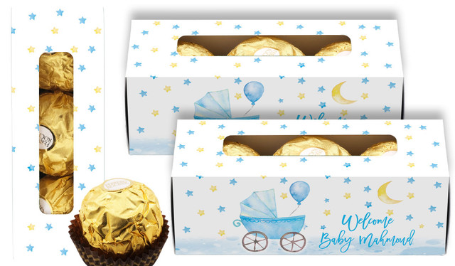 Pram In Blue Baby Shower Ferrero Rocher Gift Box
