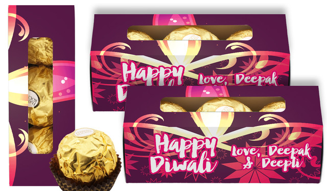Abstract Flame Diwali Personalised Ferrero Rocher Gift Box