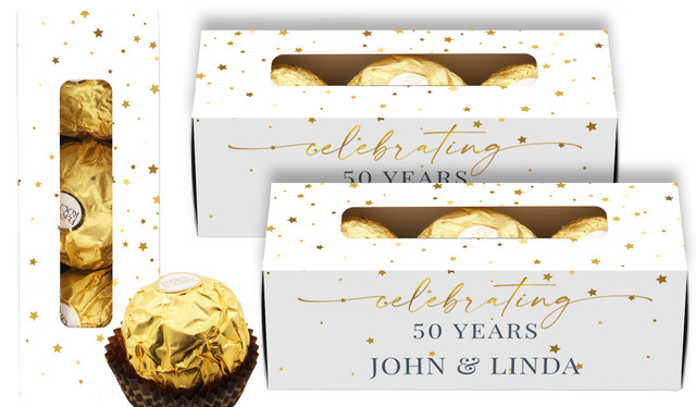 Falling Confetti Anniversary Personalised Ferrero Rocher Gift Box