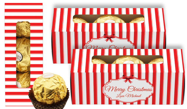 Stripes In Red Personalised Ferrero Rocher Gift Box