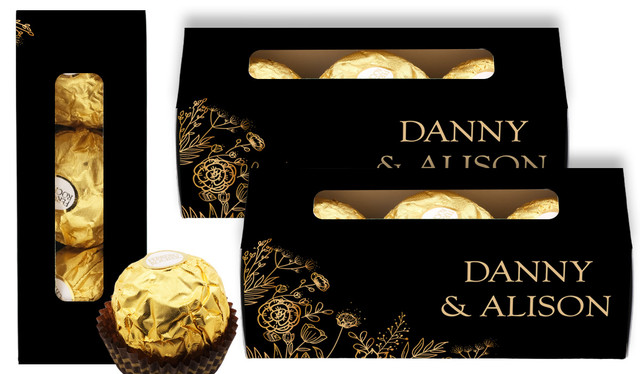 Flowers On Black Personalised Ferrero Rocher Gift Box
