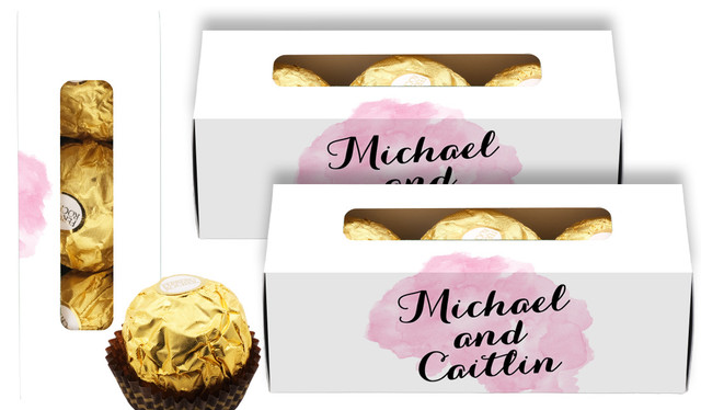 A Splash Of Pink Watercolour Wedding Personalised Ferrero Rocher Gift Box